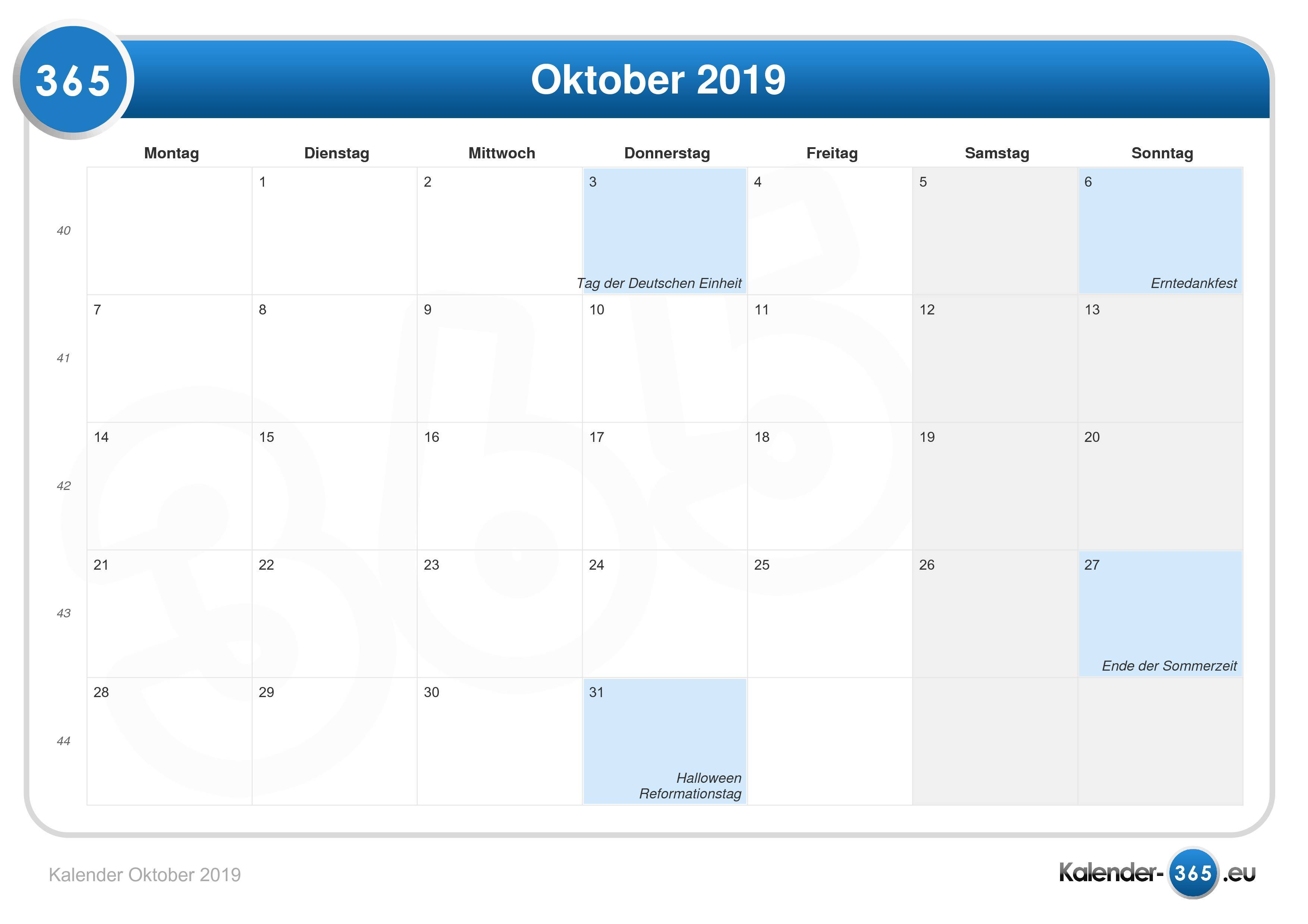 Detail Kalender 2019 Oktober Nomer 32