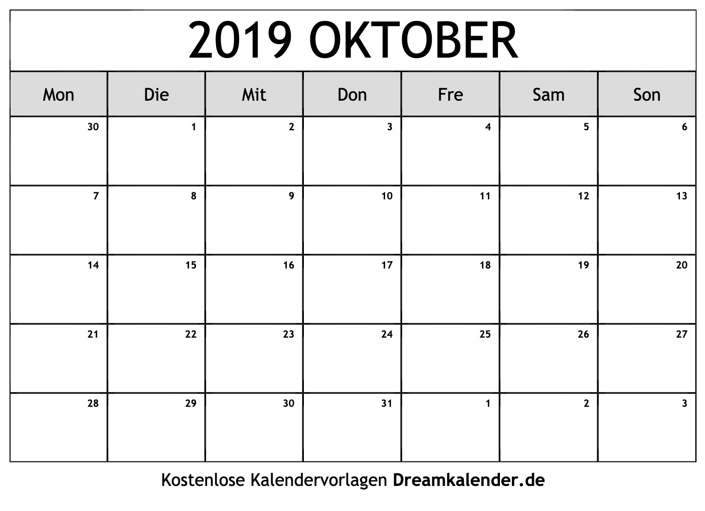 Detail Kalender 2019 Oktober Nomer 36