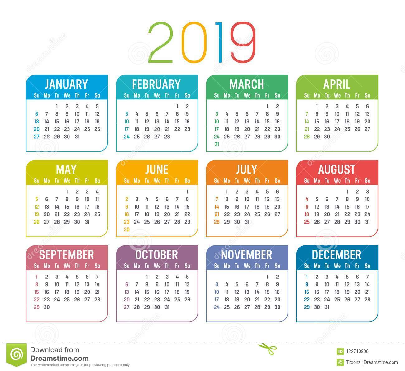Detail Kalender 2019 Vector Free Download Nomer 18