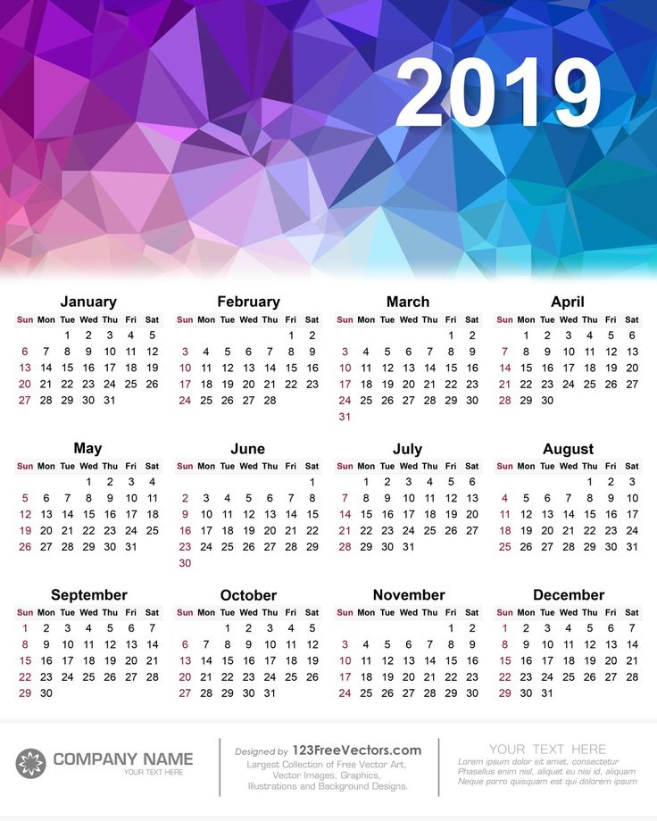 Detail Kalender 2019 Vector Free Download Nomer 25