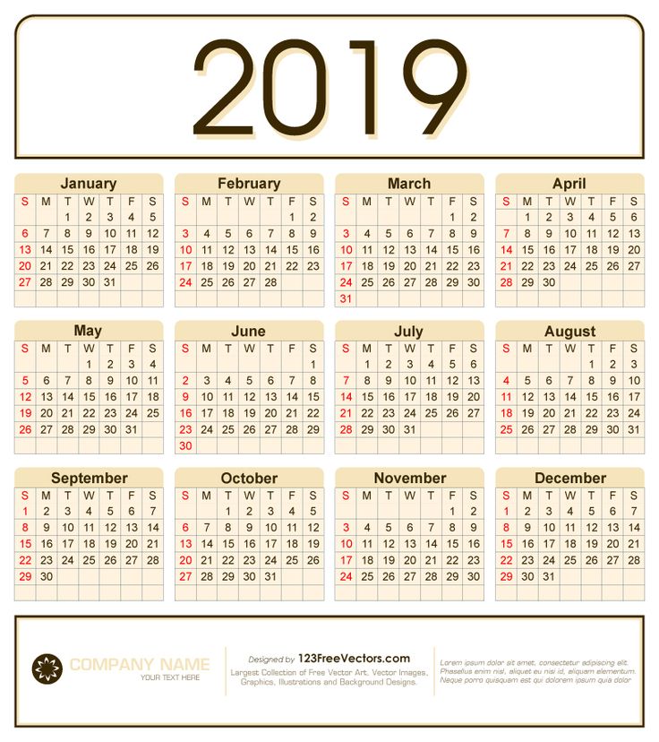 Detail Kalender 2019 Vector Free Download Nomer 26