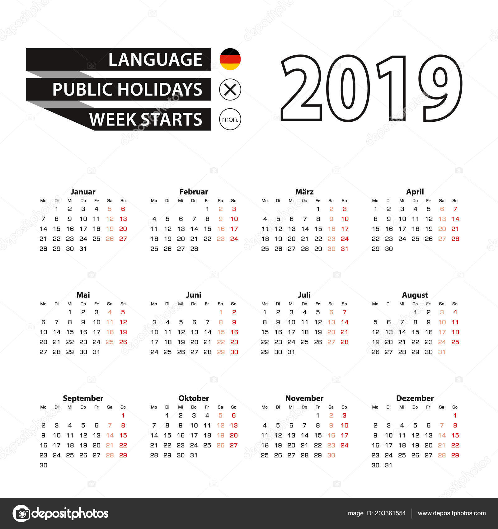 Detail Kalender 2019 Vector Free Download Nomer 31