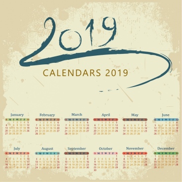 Detail Kalender 2019 Vector Free Download Nomer 41