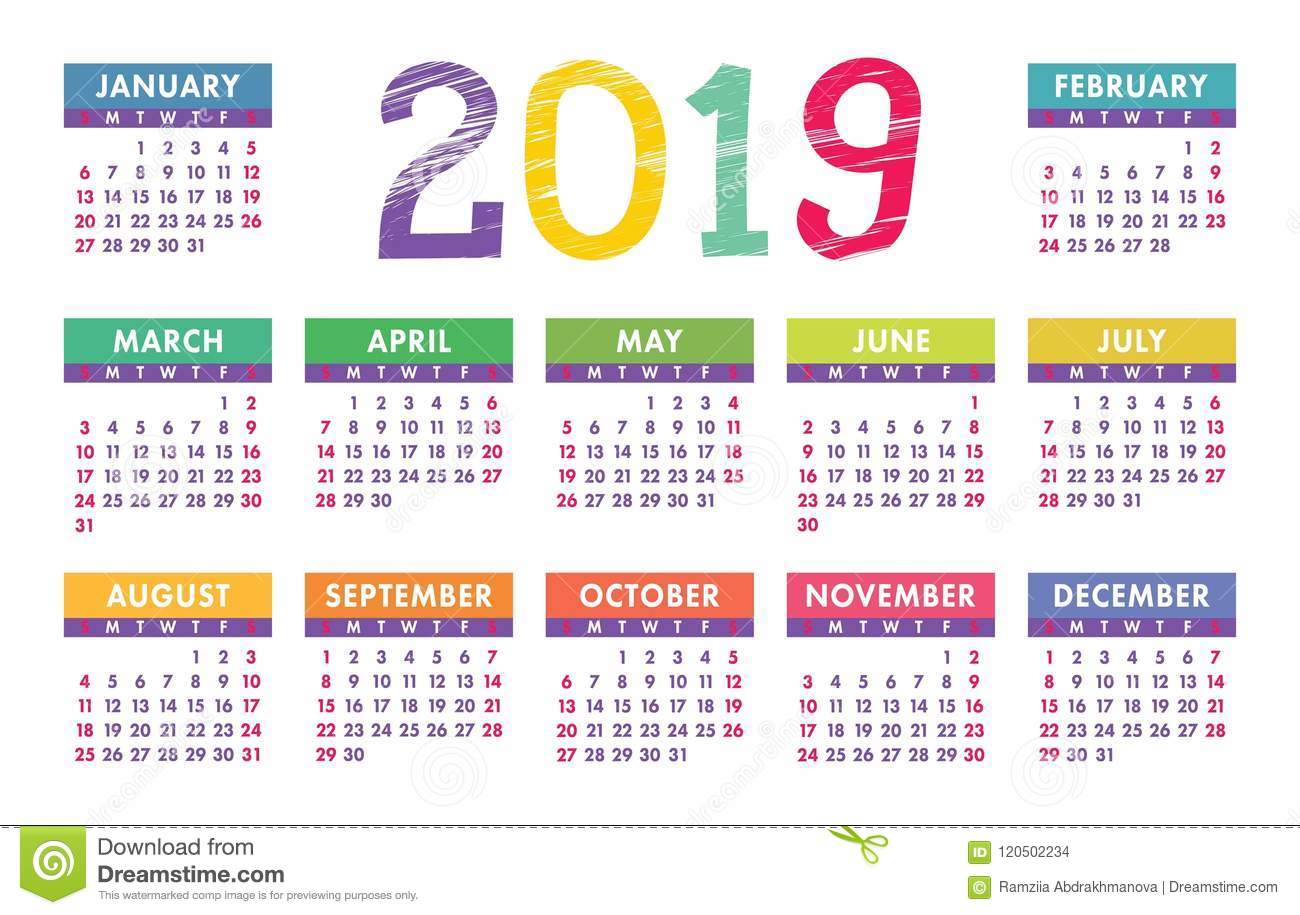 Detail Kalender 2019 Vector Free Download Nomer 6