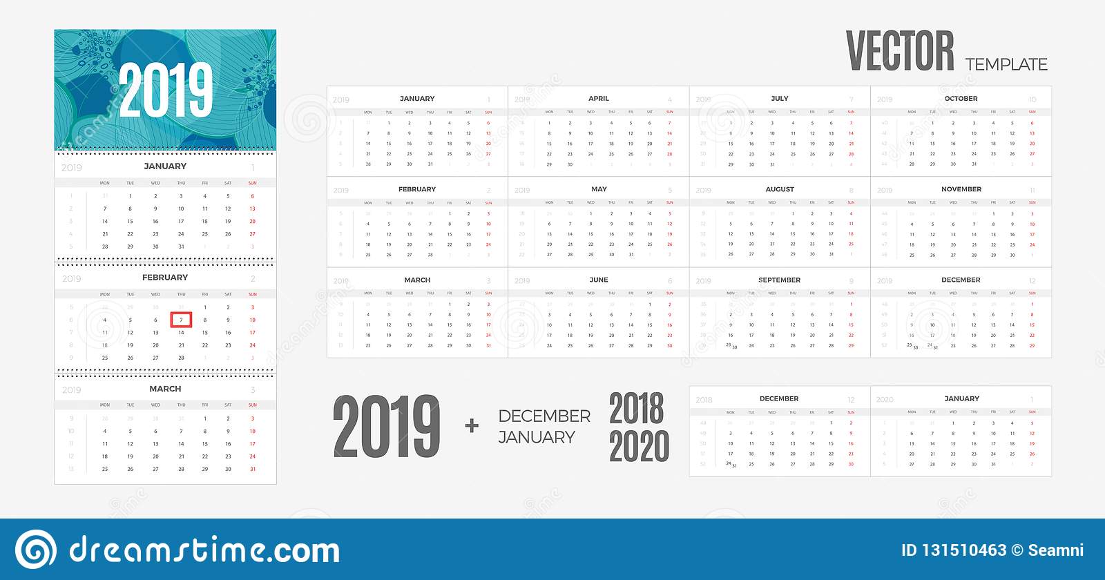 Detail Kalender 2019 Vector Free Download Nomer 57