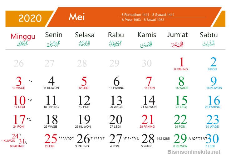 Detail Kalender 2020 Mei Nomer 2