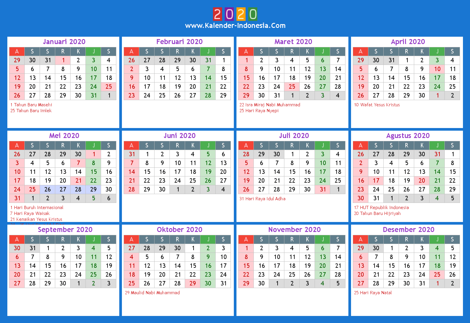 Detail Kalender 2020 Merah Semua Nomer 11