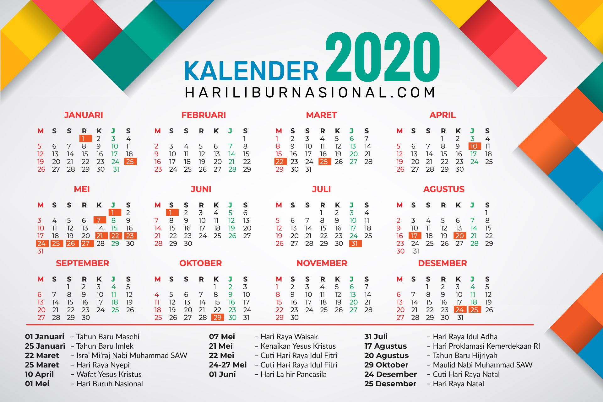 Detail Kalender 2020 Merah Semua Nomer 15