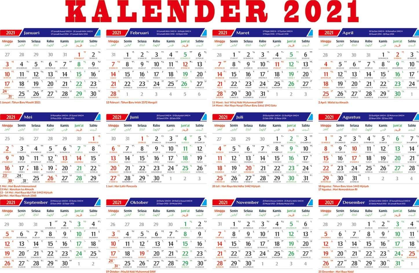 Detail Kalender 2021 High Resolution Nomer 21