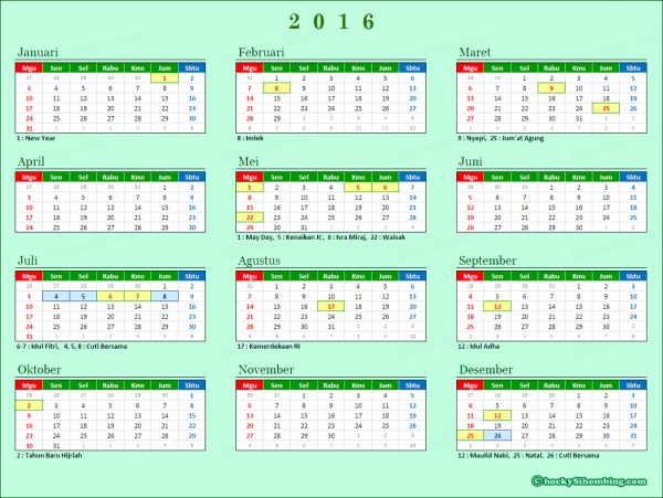 Detail Kalender Agustus 2016 Nomer 22