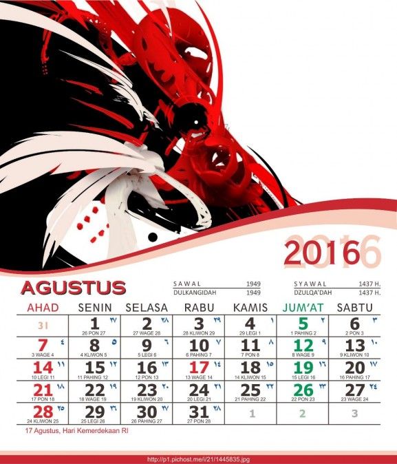 Detail Kalender Agustus 2016 Nomer 27