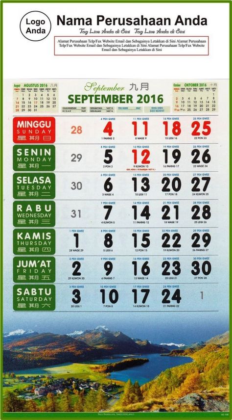 Detail Kalender Agustus 2016 Nomer 29