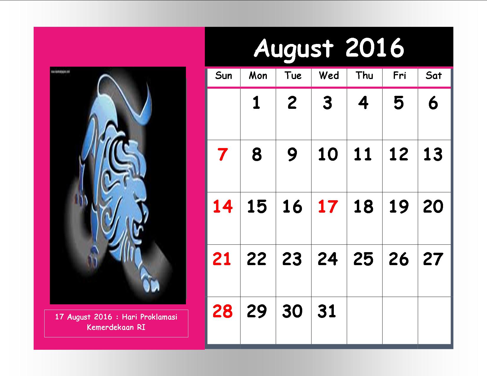 Detail Kalender Agustus 2016 Nomer 5