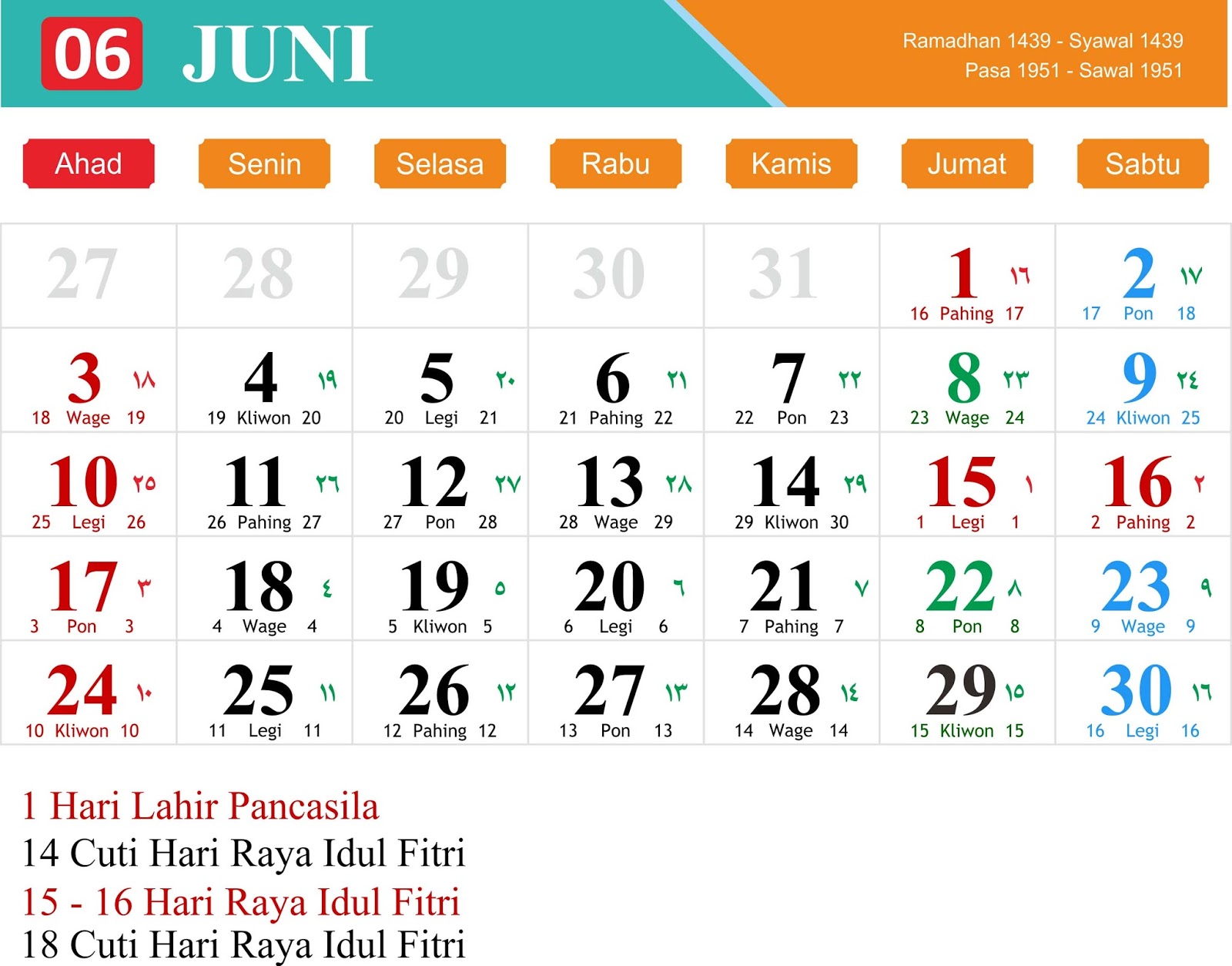 Detail Kalender Bulan Juli 2018 Nomer 4