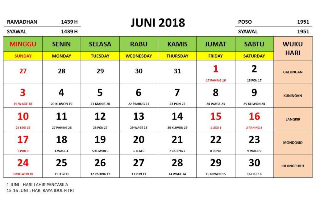 Detail Kalender Bulan Juli 2018 Nomer 7