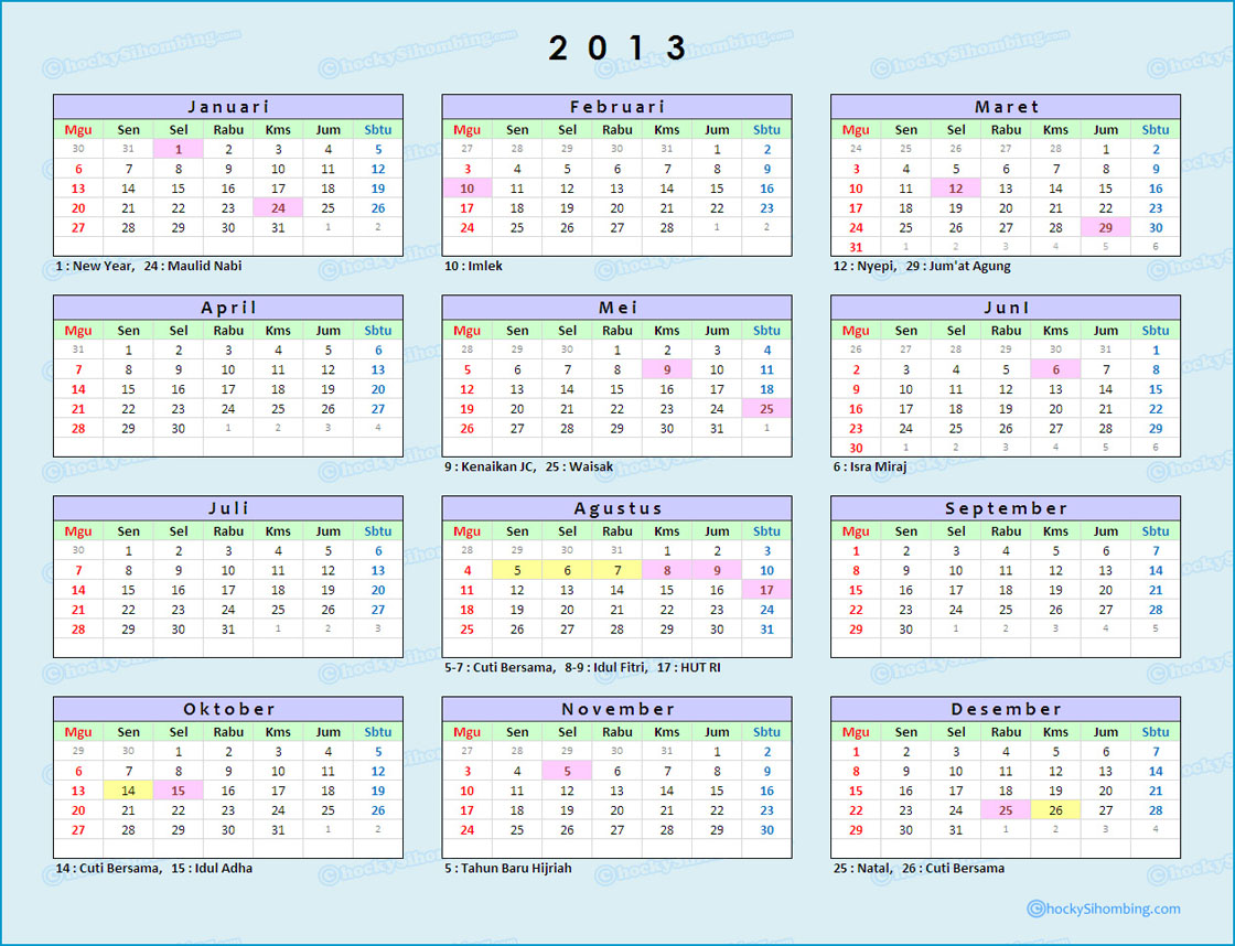 Detail Kalender Desember 2013 Nomer 9