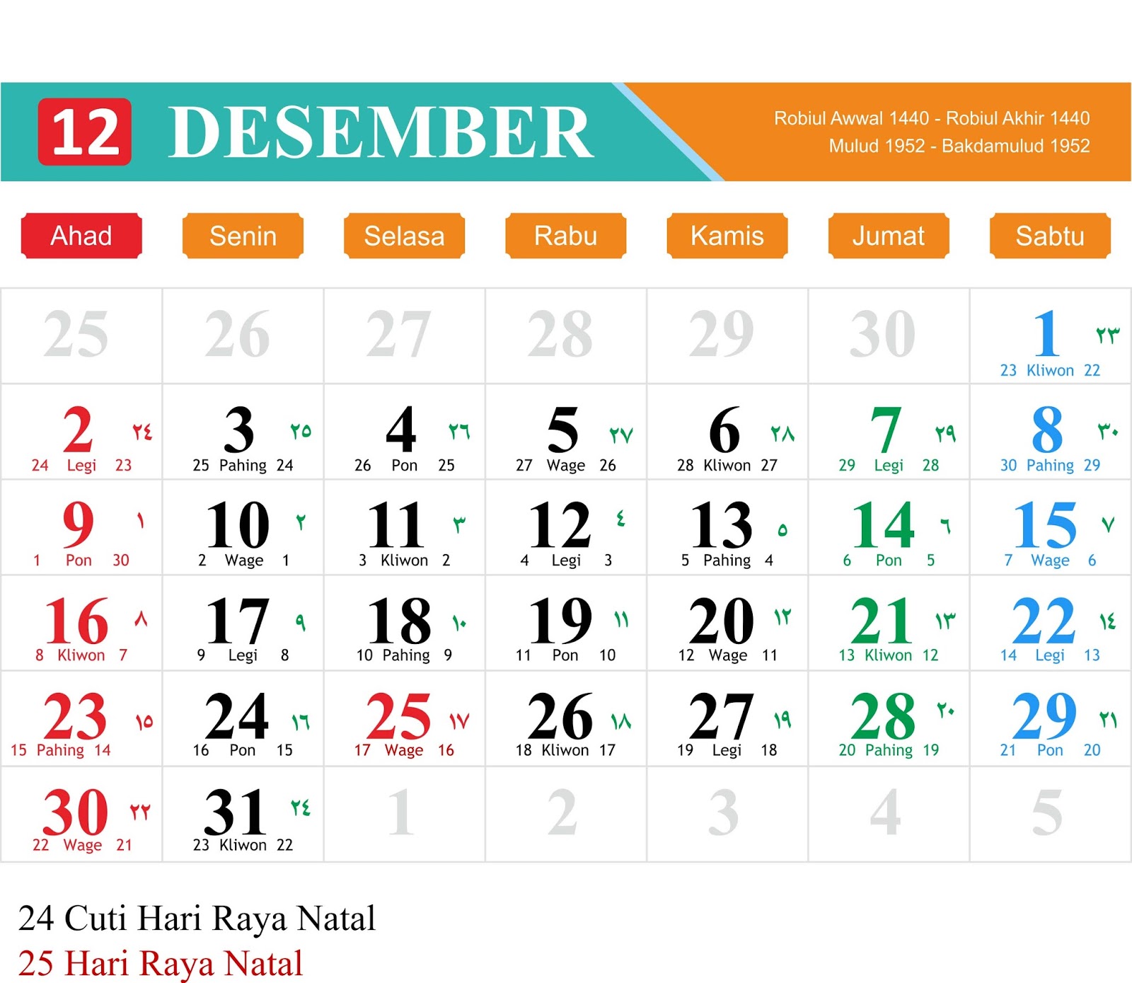 Detail Kalender Desember 2017 Nomer 11