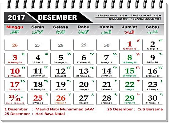 Detail Kalender Desember 2017 Nomer 8