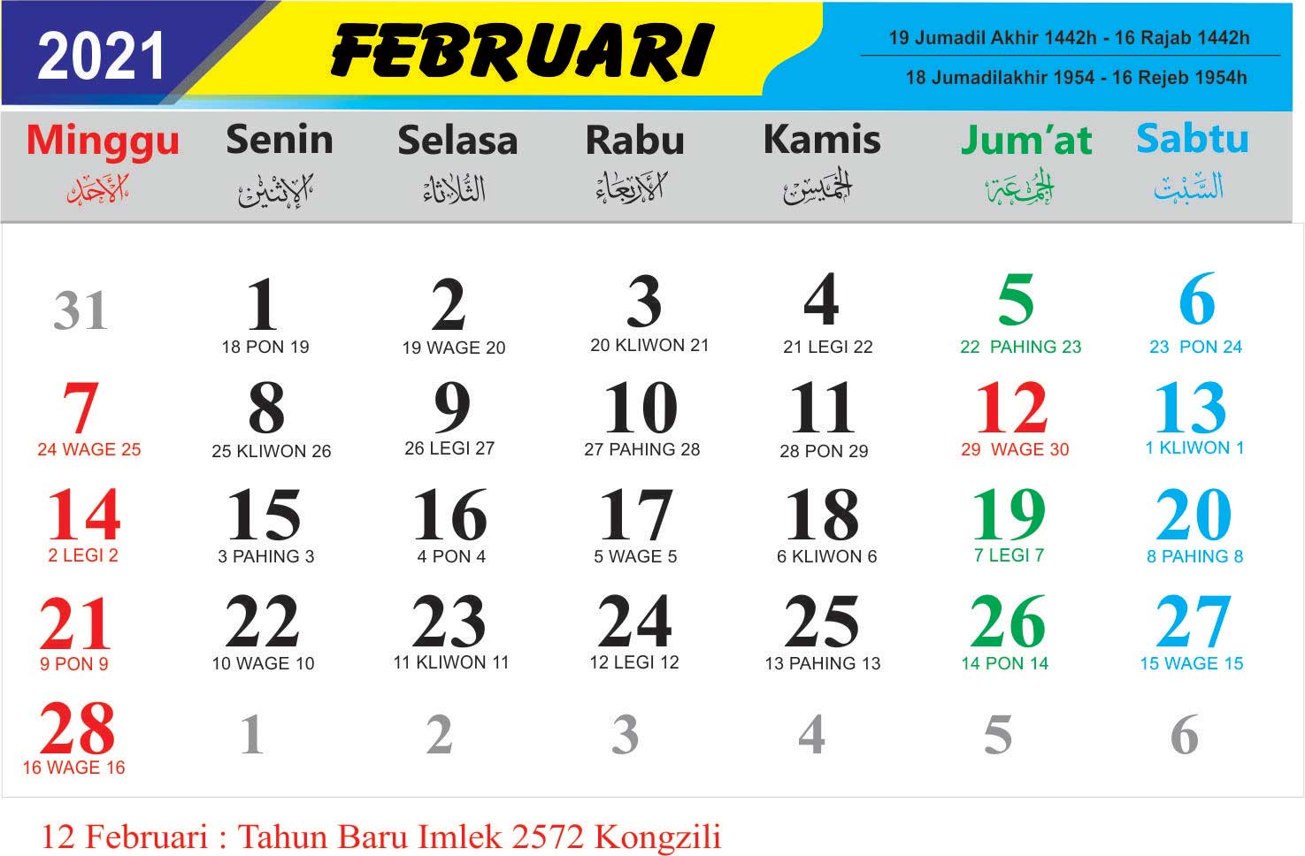 Detail Kalender Februari 2020 Nomer 50