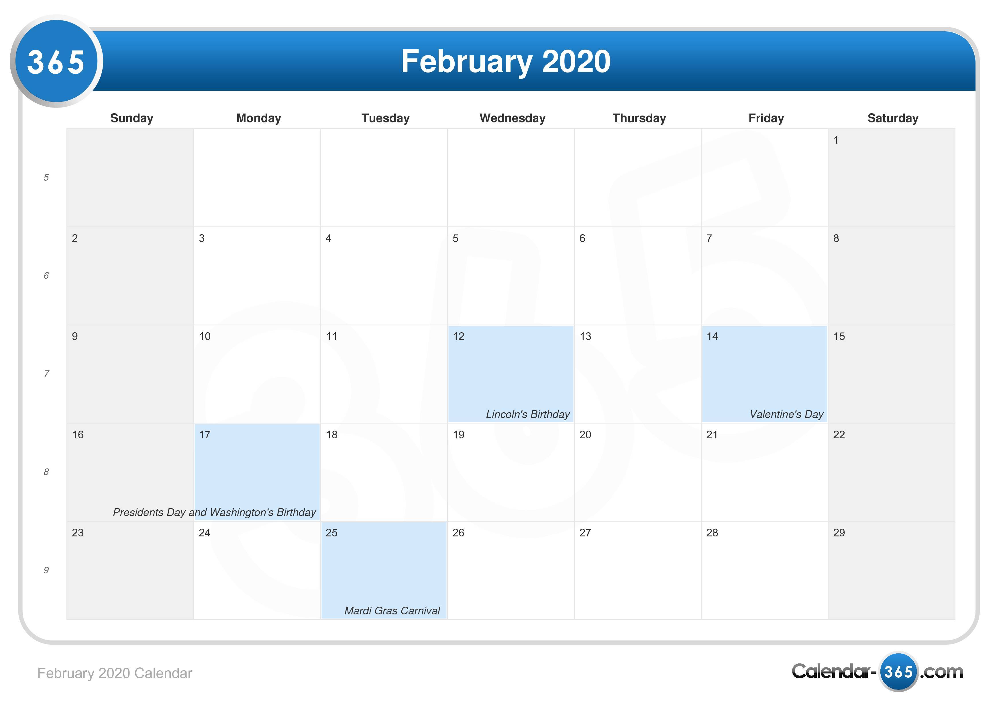 Detail Kalender Februari 2020 Nomer 8