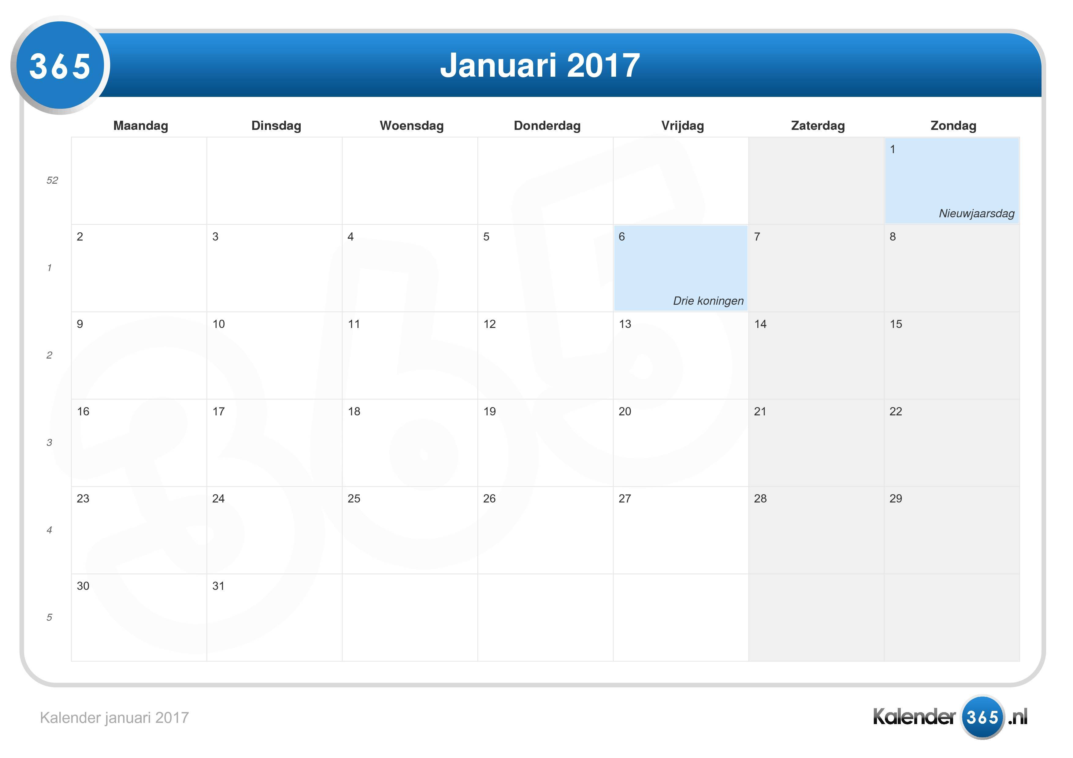 Detail Kalender Januari 2017 Nomer 16