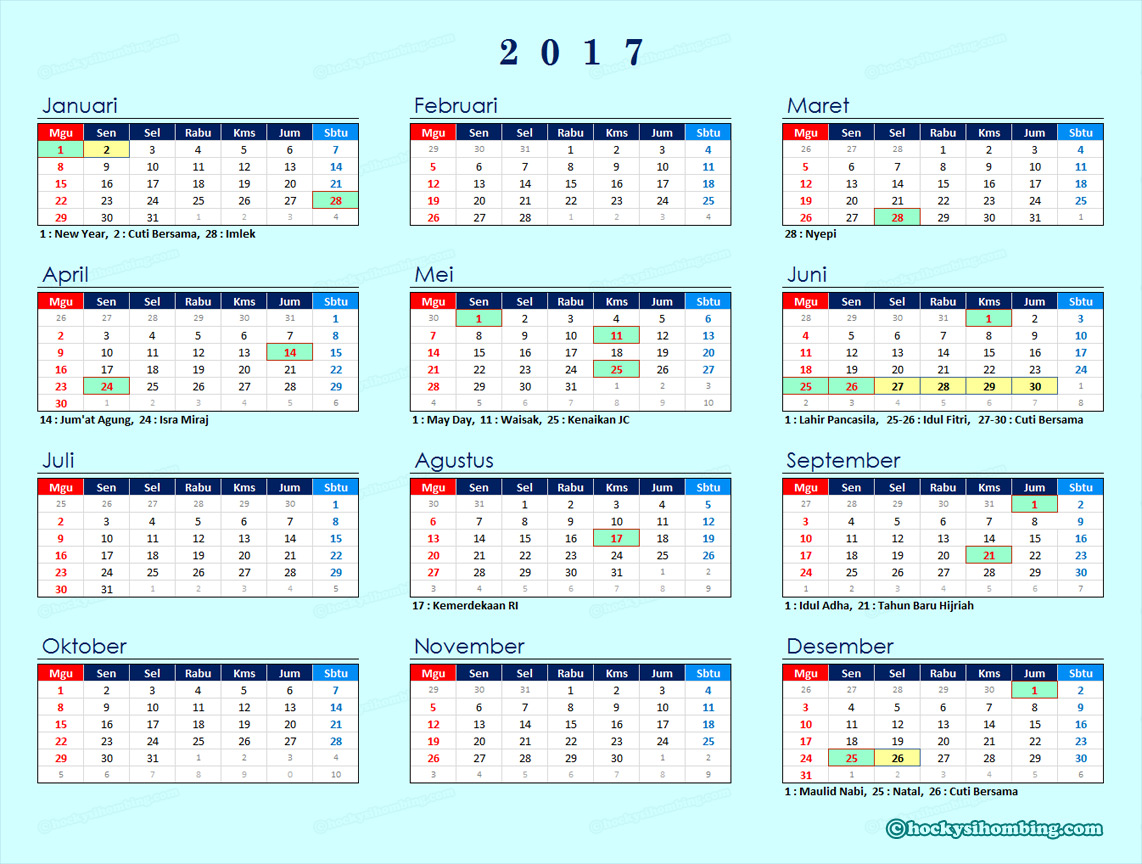 Detail Kalender Januari 2017 Nomer 24