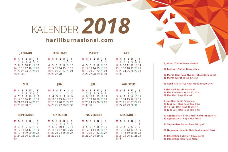 Detail Kalender Januari 2018 Nomer 23