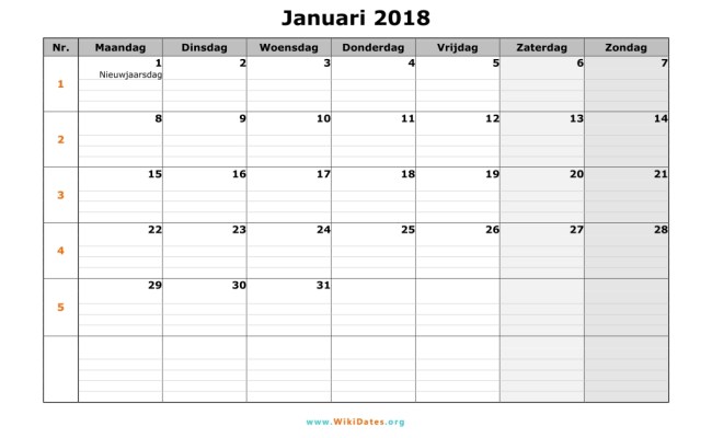 Detail Kalender Januari 2018 Nomer 47