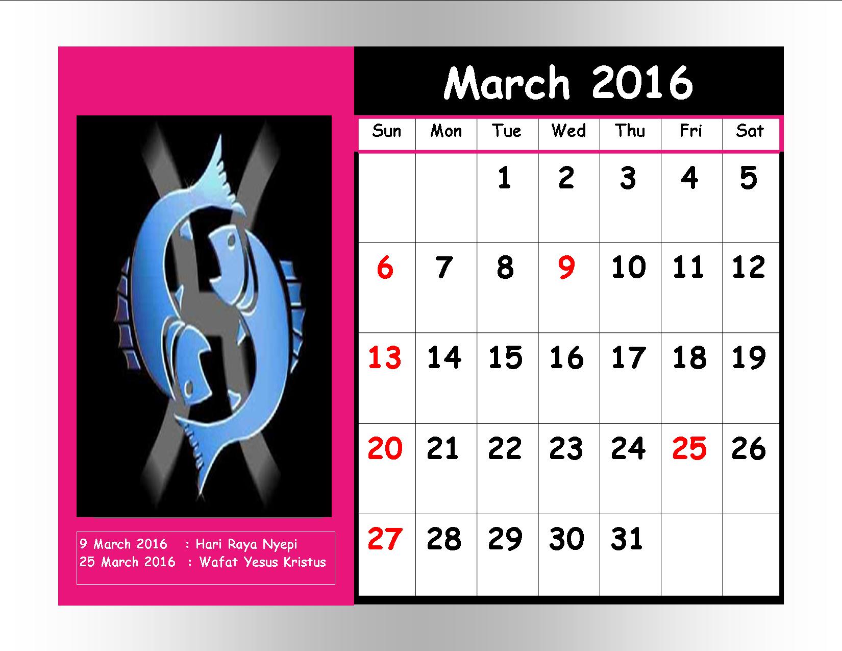 Kalender Maret 2016 - KibrisPDR