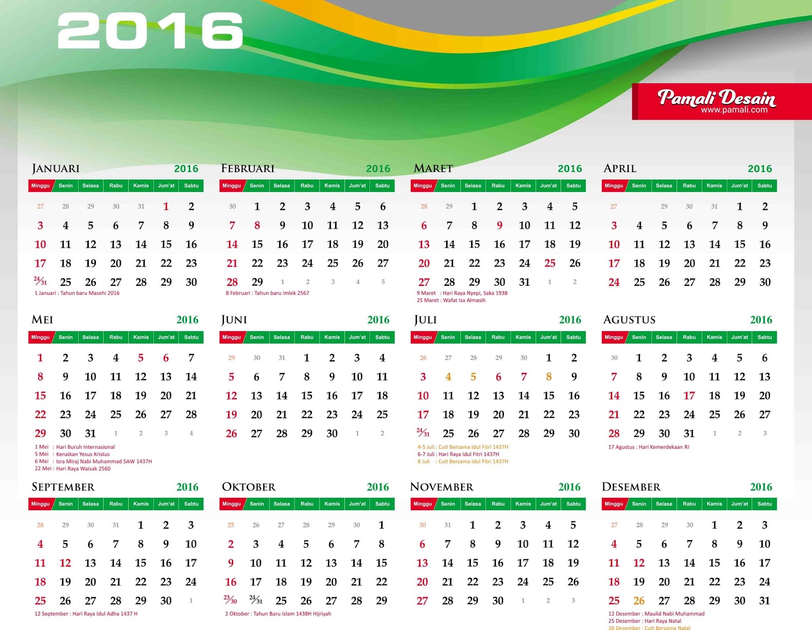 Detail Kalender Maret 2016 Nomer 54