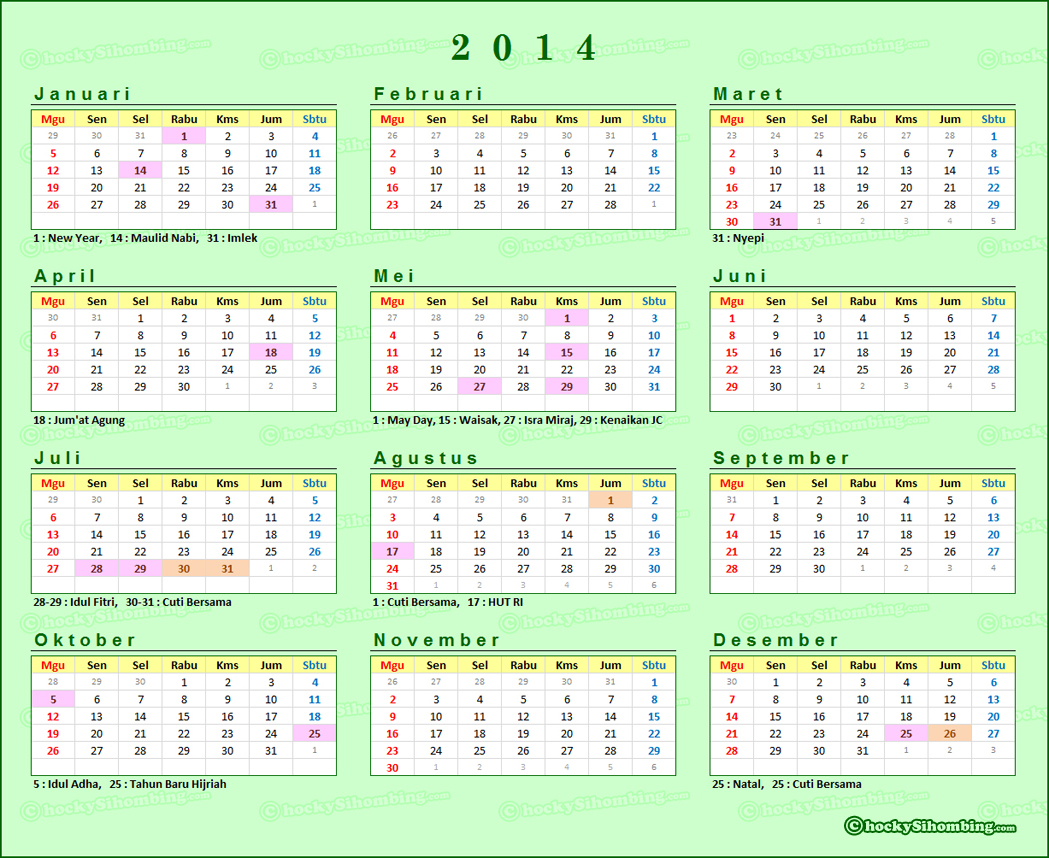 Detail Kalender Oktober 2014 Nomer 12