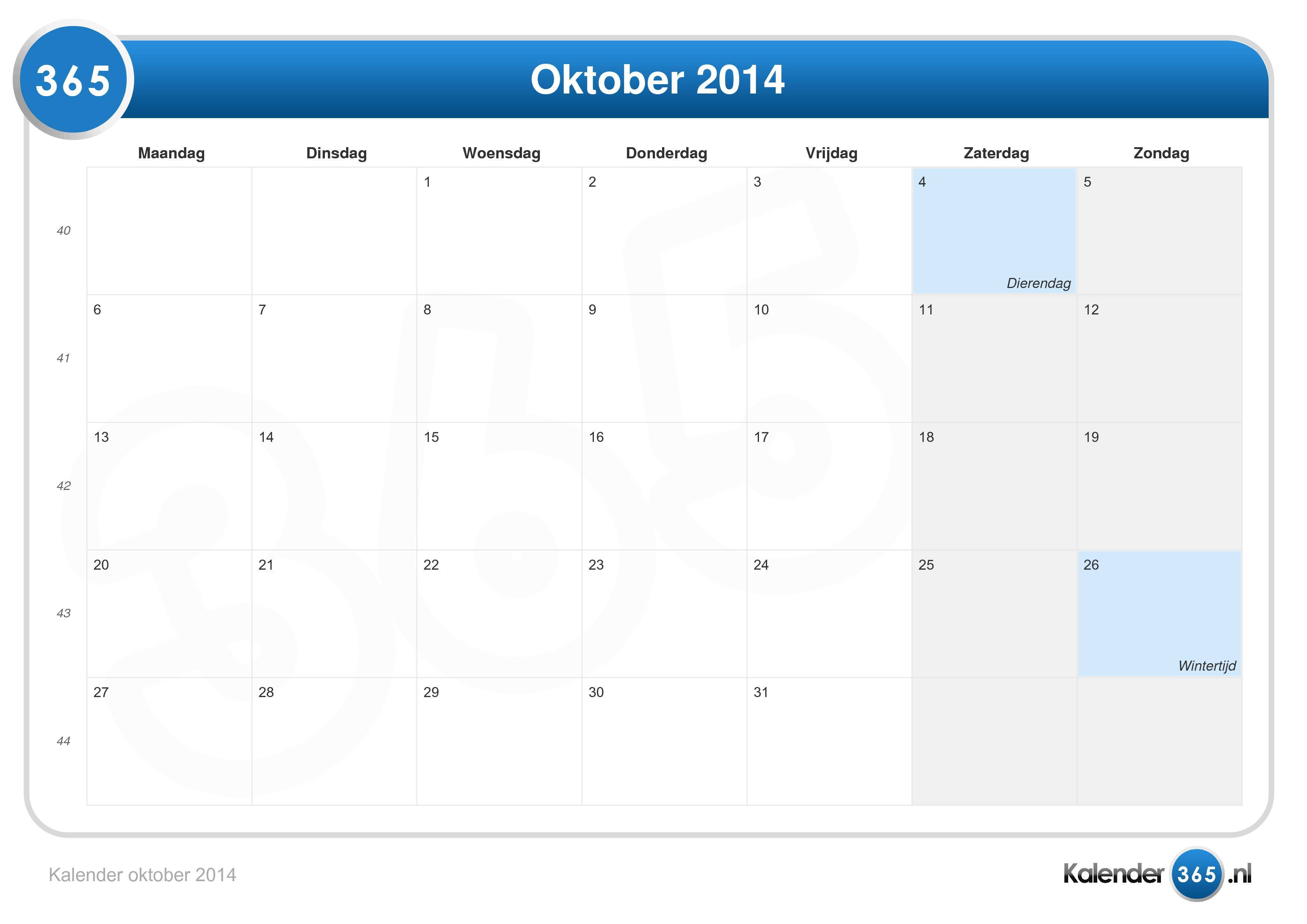 Detail Kalender Oktober 2014 Nomer 14