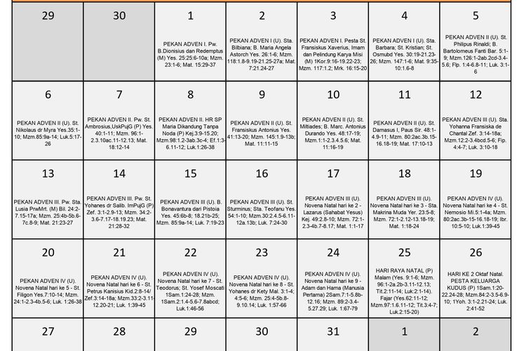 Detail Kalender Orang Kudus Katolik Nomer 18