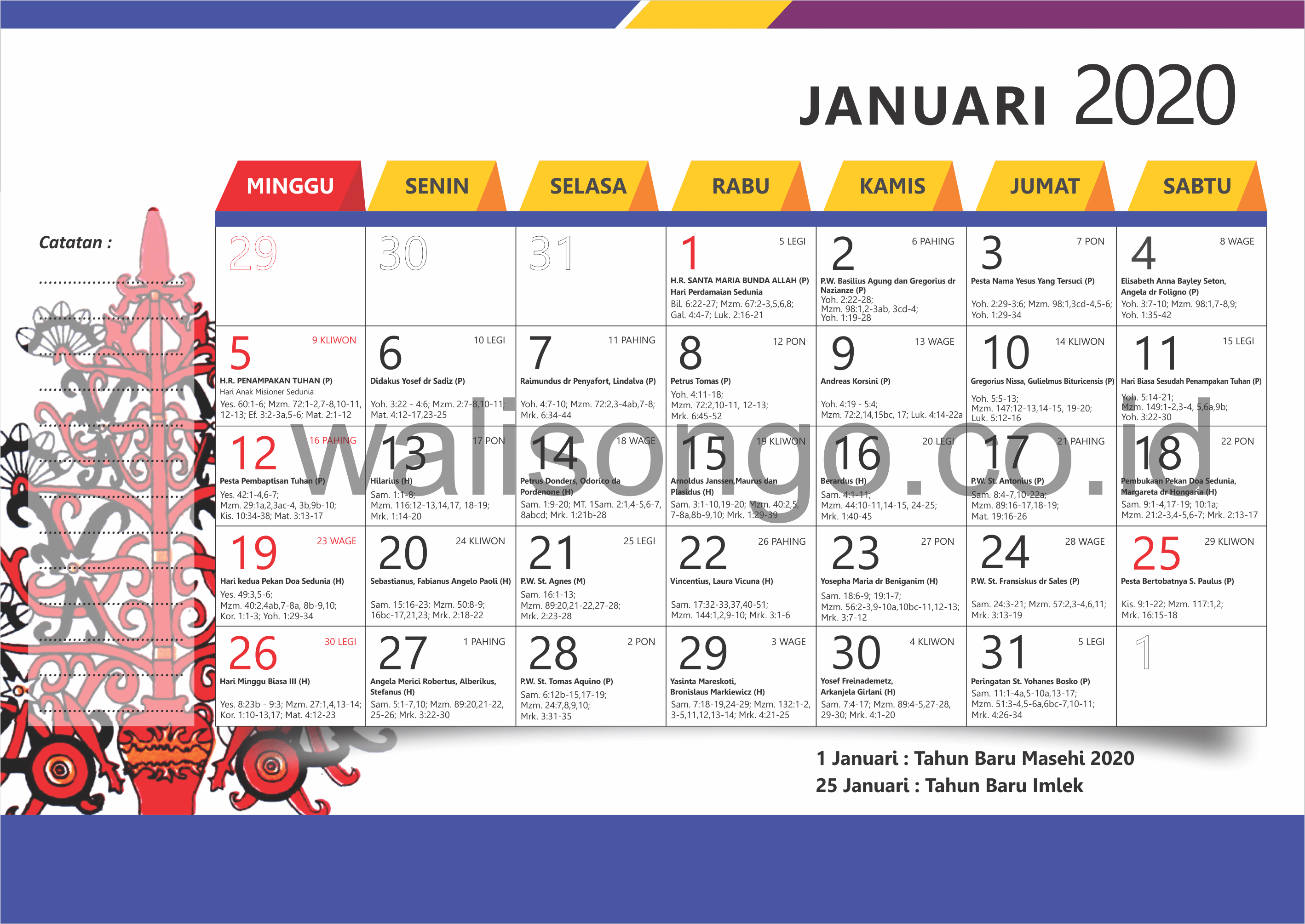 Detail Kalender Orang Kudus Katolik Nomer 19