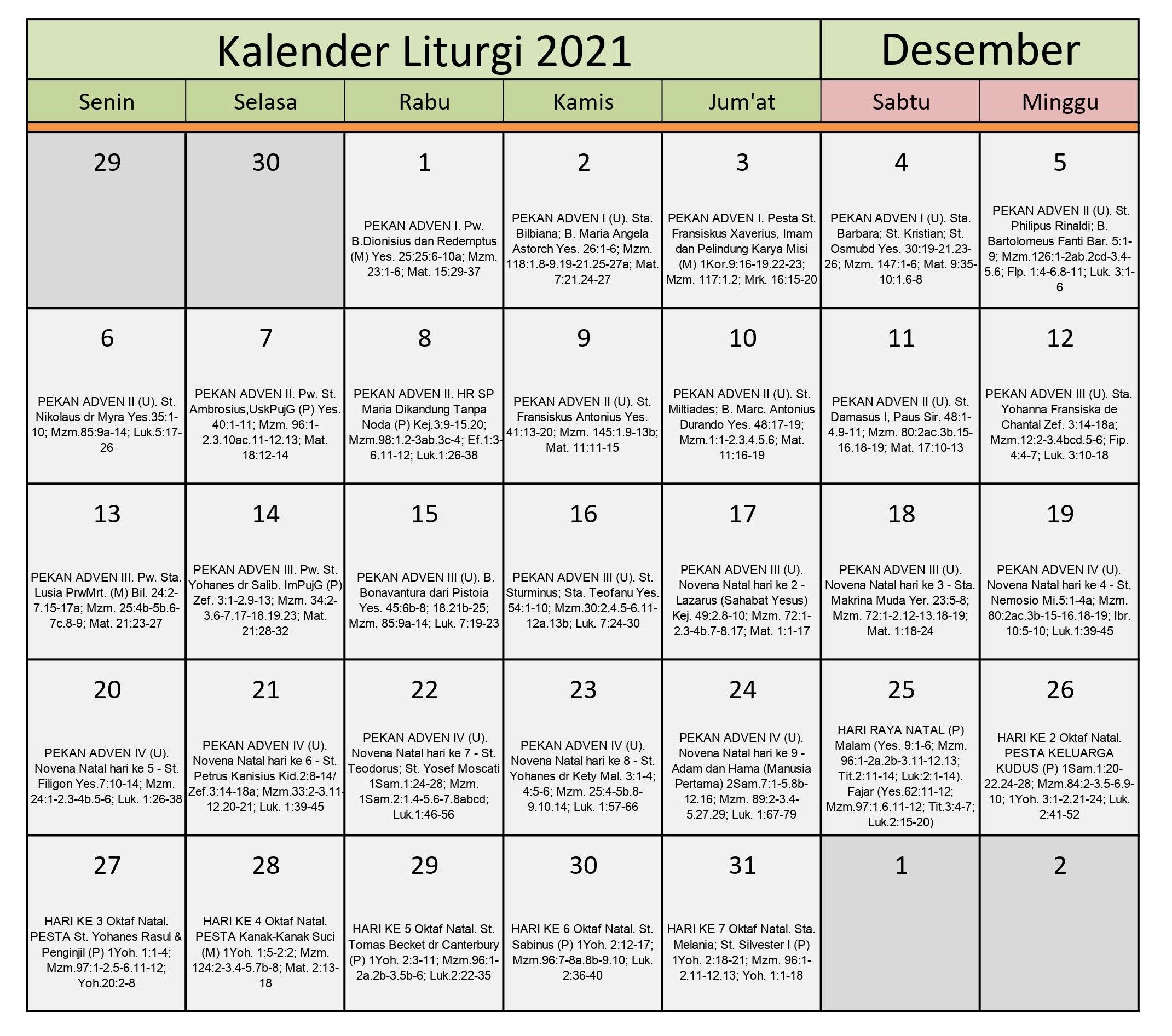 Detail Kalender Orang Kudus Katolik Nomer 6