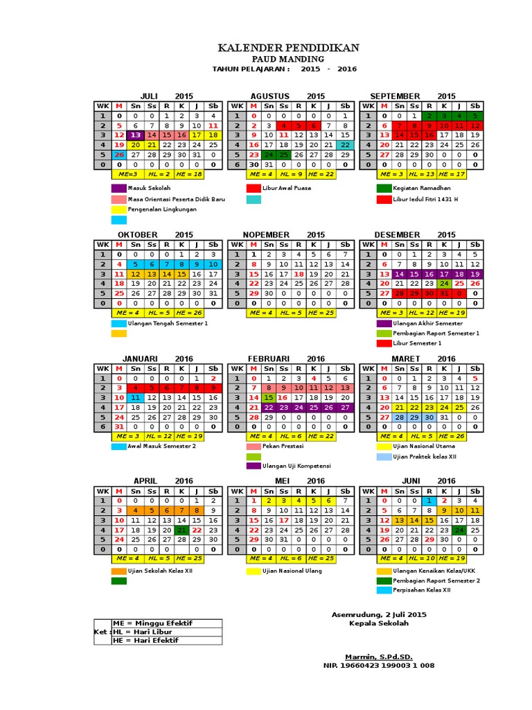 Detail Kalender Pendidikan Paud 2015 Nomer 40