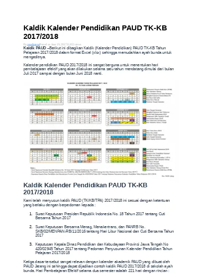 Detail Kalender Pendidikan Paud 2015 Nomer 46