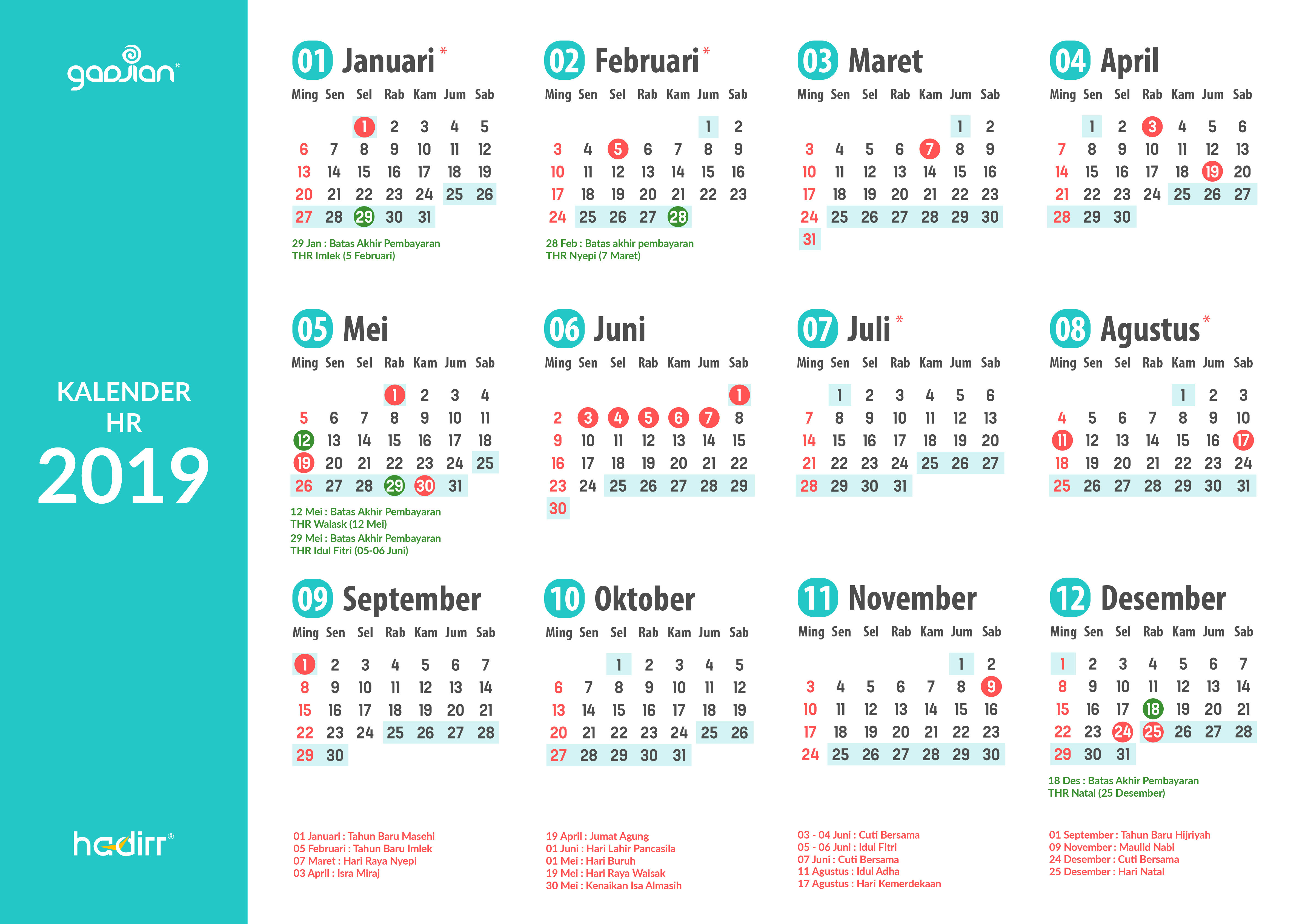 Detail Kalender Tahun 2019 Nomer 10