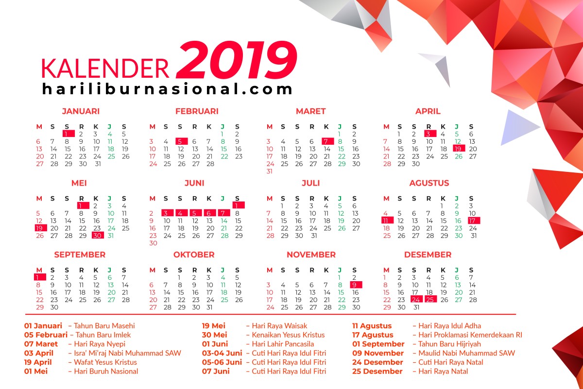 Detail Kalender Tahun 2019 Nomer 20