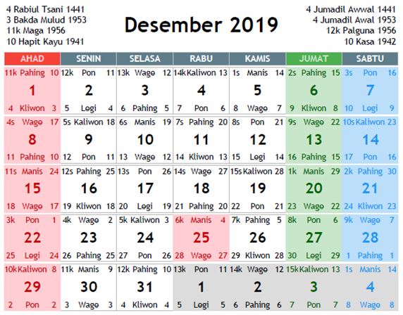 Detail Kalender Tahun 2019 Nomer 33