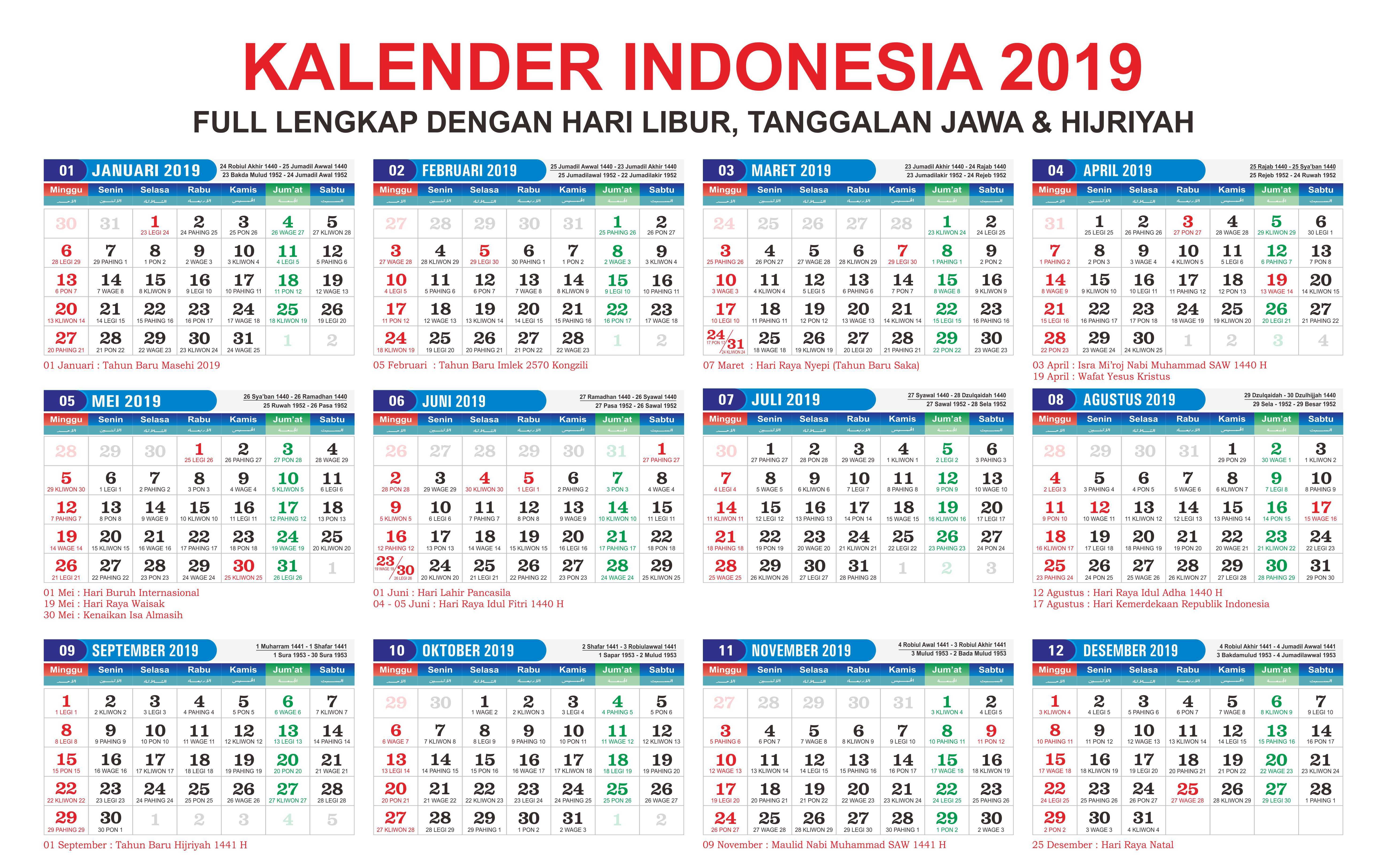 Detail Kalender Tahun 2019 Nomer 6