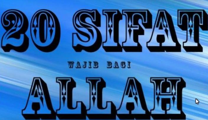 Detail Kaligrafi 20 Sifat Wajib Allah Nomer 12