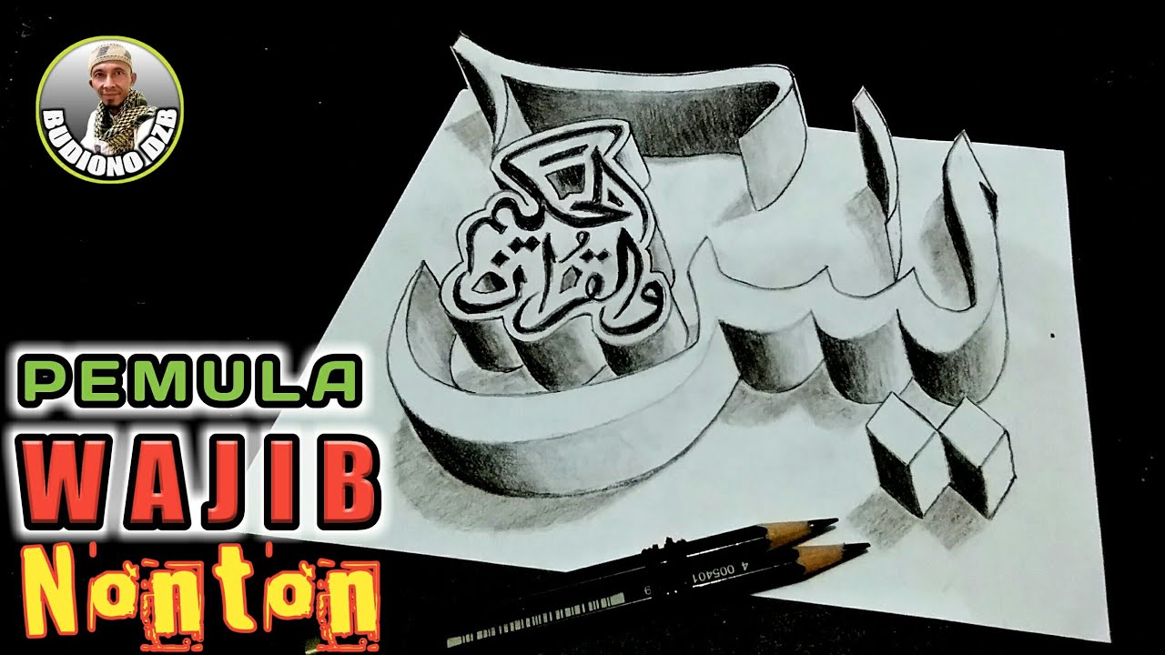 Detail Kaligrafi 3d Pensil Nomer 16