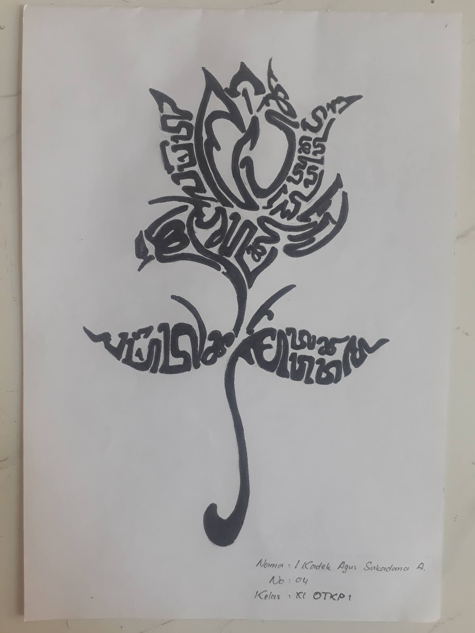 Detail Kaligrafi Aksara Bali Bentuk Bunga Nomer 12