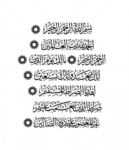 Detail Kaligrafi Al Fatihah Sederhana Nomer 1