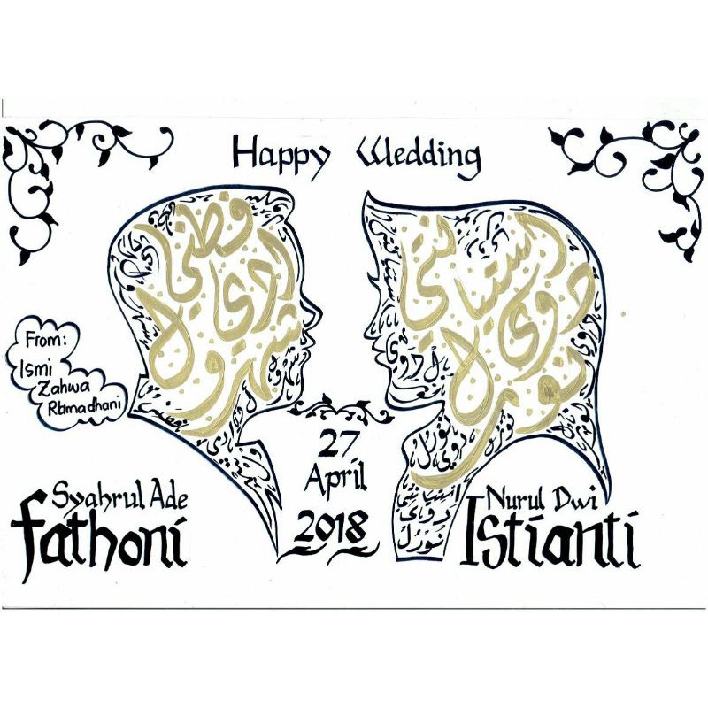 Detail Kaligrafi Happy Wedding Nomer 41