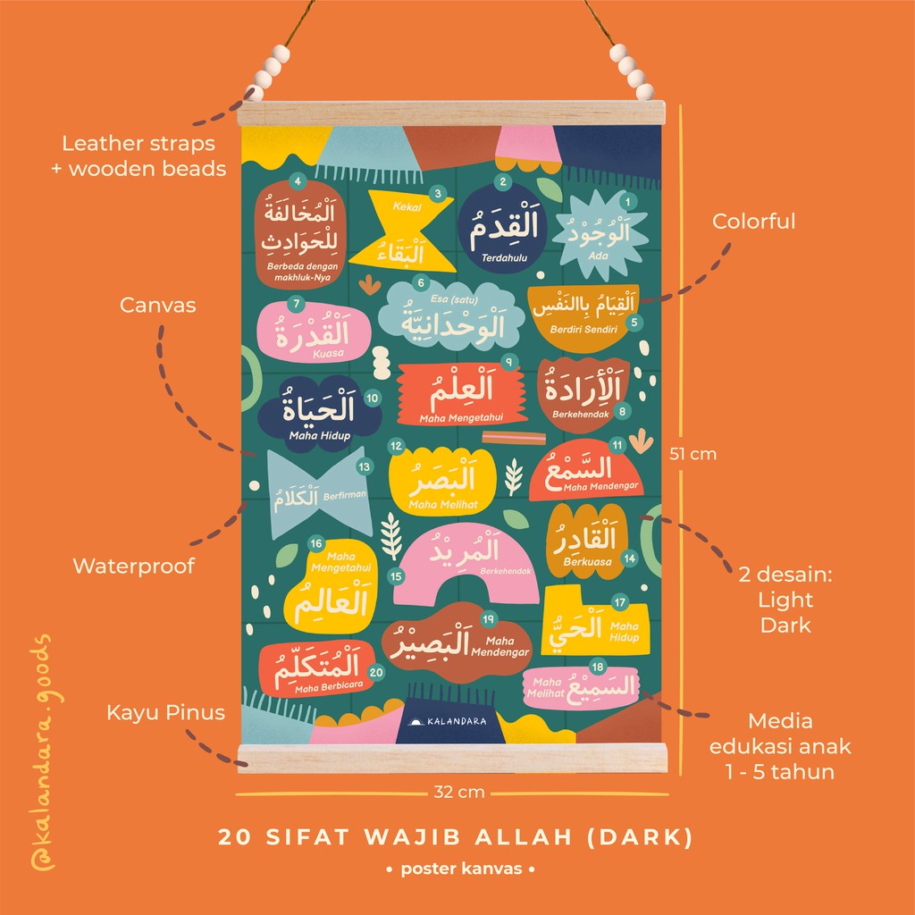 Detail Kaligrafi Sifat Wajib Allah Nomer 13