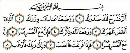 Detail Kaligrafi Surat Al Insyirah Nomer 50