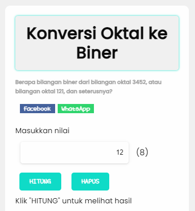 Kalkulator Oktal Ke Biner - KibrisPDR