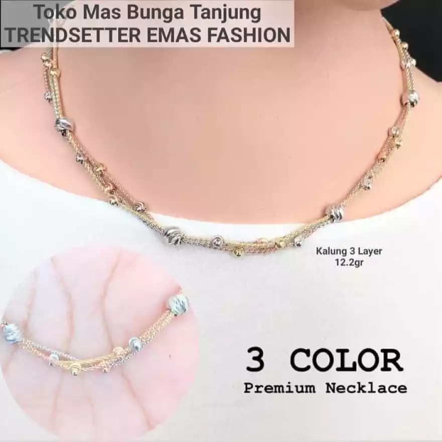 Detail Kalung Emas 3 Layer Nomer 16